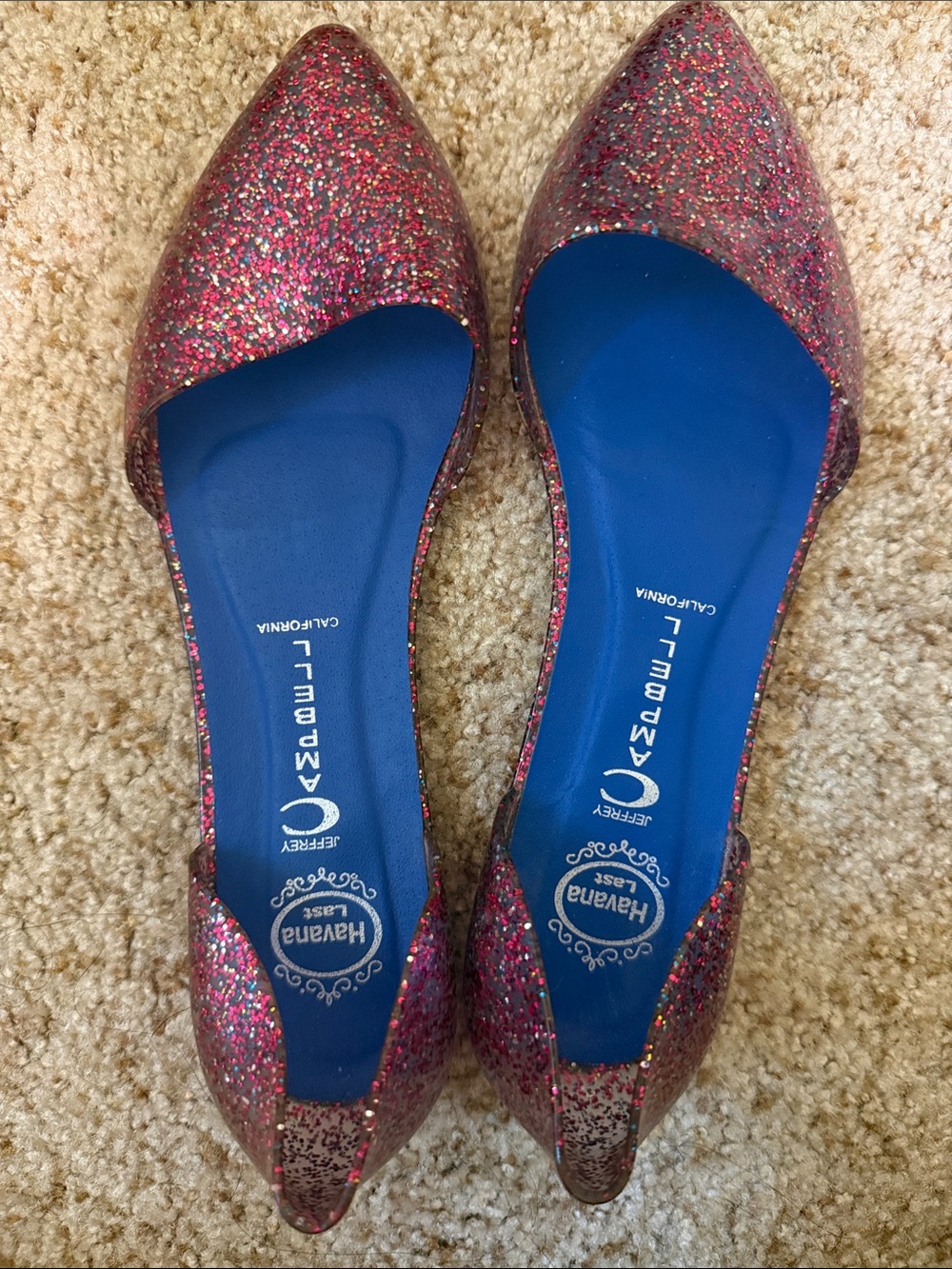 Jeffrey Campbell Pink Multicolor Glitter Pointed D'Orsay Flats